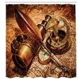 thumbnail image 3 of Ambesonne Brown Shower Curtain, Compass Goose Quill Pen, 69"Wx70"L, Orange Brown, 3 of 5