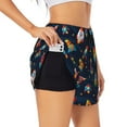 thumbnail image 3 of Lsque Spaceships and Stars Printed Women's Running Shorts with Liner Pockets,Elastic Quick Dry Workout Athletic Gym Yoga Shorts,Womens High Waist Shorts-X-Large, 3 of 9