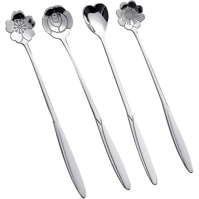 Handle Iced Tea Spoon, Coffee Spoon, Ice Cream Spoon, Stainless Steel Cocktail Stirring Spoons,mixing Spoon Mug Dessert Spoon Set Of 8