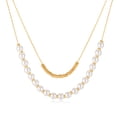 thumbnail image 1 of Xiao Hua Collar con colgante hecho a mano, apto tanto para hombres como para mujeres, collar de perlas de doble capa de acero inoxidable (dorado)., 1 of 4