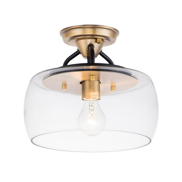 11 in. Goblet One-Light Semi-Flush Mount Ceiling Light, Bronze & Antique Brass