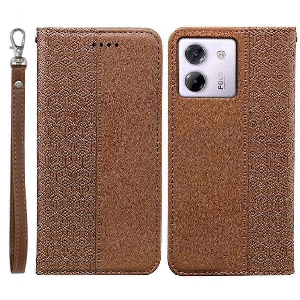 For Xiaomi Poco M7 Pro 5G Wallet Phone Case Strong Magnetic Checkered Pattern Imprint Leather Flip C