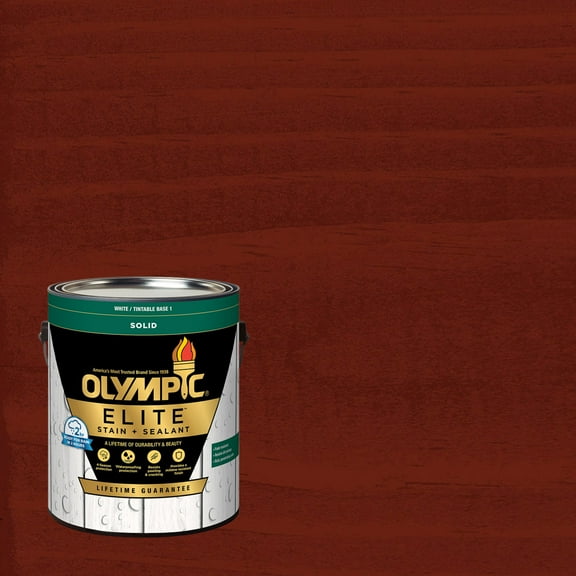Olympic Elite 1 Gallon SC-1022 Spiced Red Solid Advanced Exterior Stain and Sealer in One