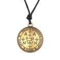 thumbnail image 1 of Collar de amuleto de la buena suerte de Talismán de protección, sello de riqueza de acero inoxidable de solomon, cadena de cuerda de cera de ajuste, regalo de joyería, 1 of 4