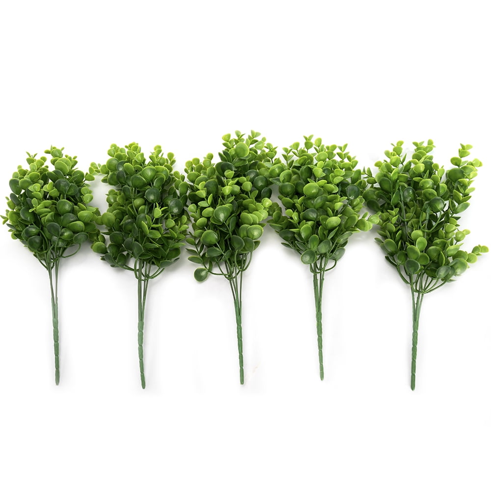 K-Cliffs 3pcs Artificial Green Shrubs Faux Eucalyptus Leaves Unpotted