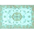 thumbnail image 1 of Ahgly Company Indoor Rectangle Medallion Light Blue Traditional Area Rugs, 5' x 7', 1 of 4