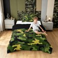 thumbnail image 3 of Manfei Retro Camouflage Twin Comforter Sets, Vintage Camo Bedding Set, Woodland Green, Black Reversible, 2 Pieces, 1 Comforter and 1 Pillowcase, 3 of 7