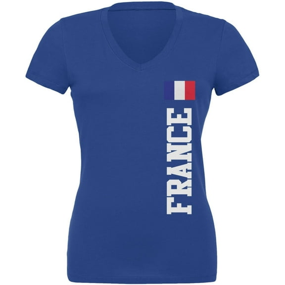 World Cup France Royal Juniors V-Neck T-Shirt - 2X-Large