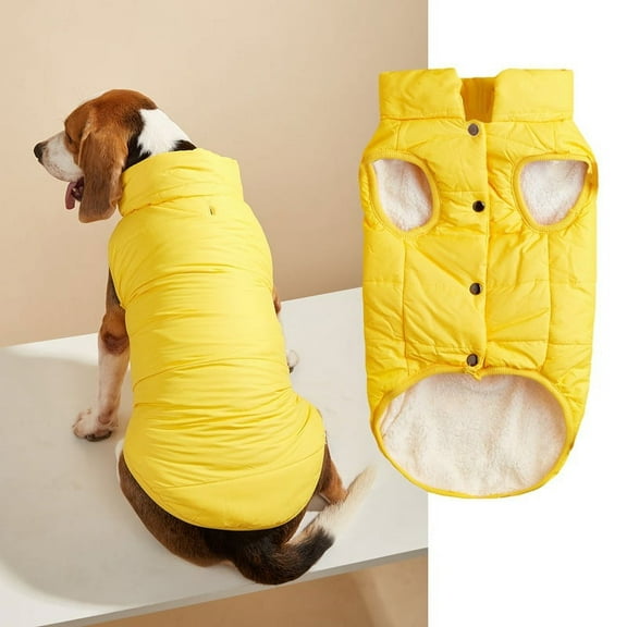 Zhuge Windproof Dog Winter Jacket Dog Coat Warm Dog Vest Cold Weather Pet Apparel with 2 Layers Fleece Lined for Small Medium Large Dogs (XS, Yellow)