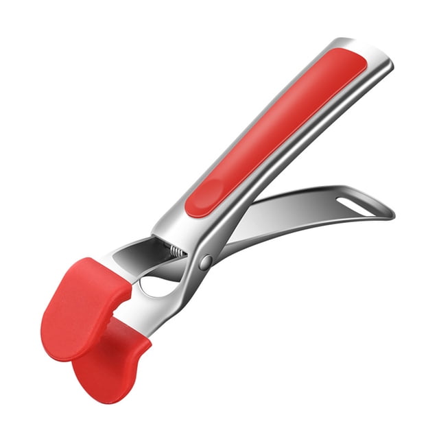 Pinzas de cocina de acero inoxidable con pinza antiescaldaduras y mango ergonómico de silicona antideslizante para platos calientes, cuencos y utensilios de cocina.
