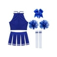 thumbnail image 4 of Zaldita Women's 5Pcs Cheerleading Team Uniform Outfits Cheer Leader Skirts Set for Club Party Holiday Blue A S, 4 of 5