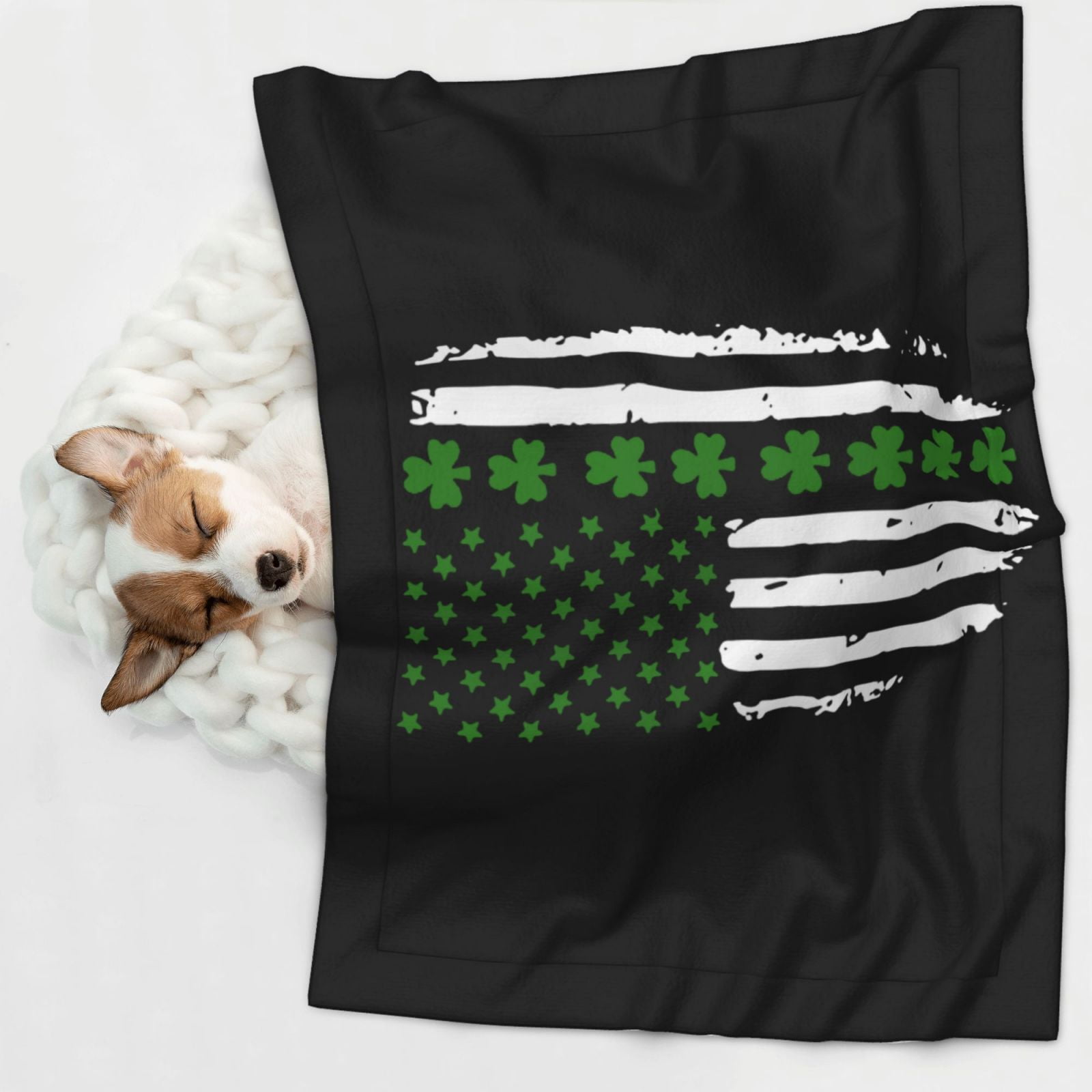 Flannel Throw Dog Blanket St. Patrick'S Day Big Irish America Flag Soft Warm Print Pet Blankets for Small Dog Cat Puppy
