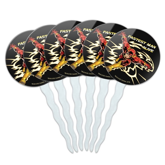 The Flash Fastest Man Alive Cupcake Picks Toppers Decoration Set of 6
