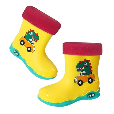 

JIKNTTR Waterproof Kids Boots Girls Boys Rainboots Soft Rubber Sole Rain Boots Children Water Shoes Cartoon Kids Rainboots Shoes Comfort Lace Up Boots