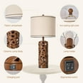 thumbnail image 5 of 27.5" H 3-Way Dimmable Touch Control Table Lamp with USB A+C Ports, Vintage Walnut Finish Resin Bedside Farmhouse Table Lamp Set of 2，for Living Room，Bedroom，Office, 5 of 12