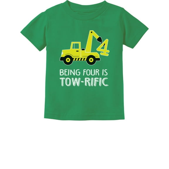 Tstars Toddler 4th Birthday Tee: Tractor & Construction Theme - Perfect Gift for Four-Year-Olds, Celebrate in Style, Unisex Kids B-Day Party Shirt