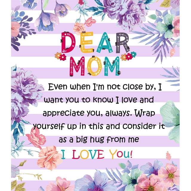 LHSHID Mom Birthday Gifts From Son Flowers Blanket To Bonus Mom Letter Mothers Day Christmas Bday Presents For Mother In Law Bonus Step Mom Throw Blanket 50x60in