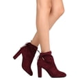 thumbnail image 2 of New Women Qupid York-03X Faux Suede Drawstring Block Heel Ankle Boot, 2 of 3