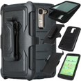 thumbnail image 1 of LG Treasure LTE Case, LG Phoenix 2 Case, SOGA [Tri-Guard Series] Shockproof Hybrid Armor Protective Case Cover with Belt Clip Holster & Built-in Screen Protector for LG Treasure LTE - Black, 1 of 4
