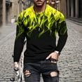 thumbnail image 2 of JINMGG Mens Tops under $5,Flame Print Round Neck Long Sleeve Men's Tshirt,Yellow XXXXXL, 2 of 4