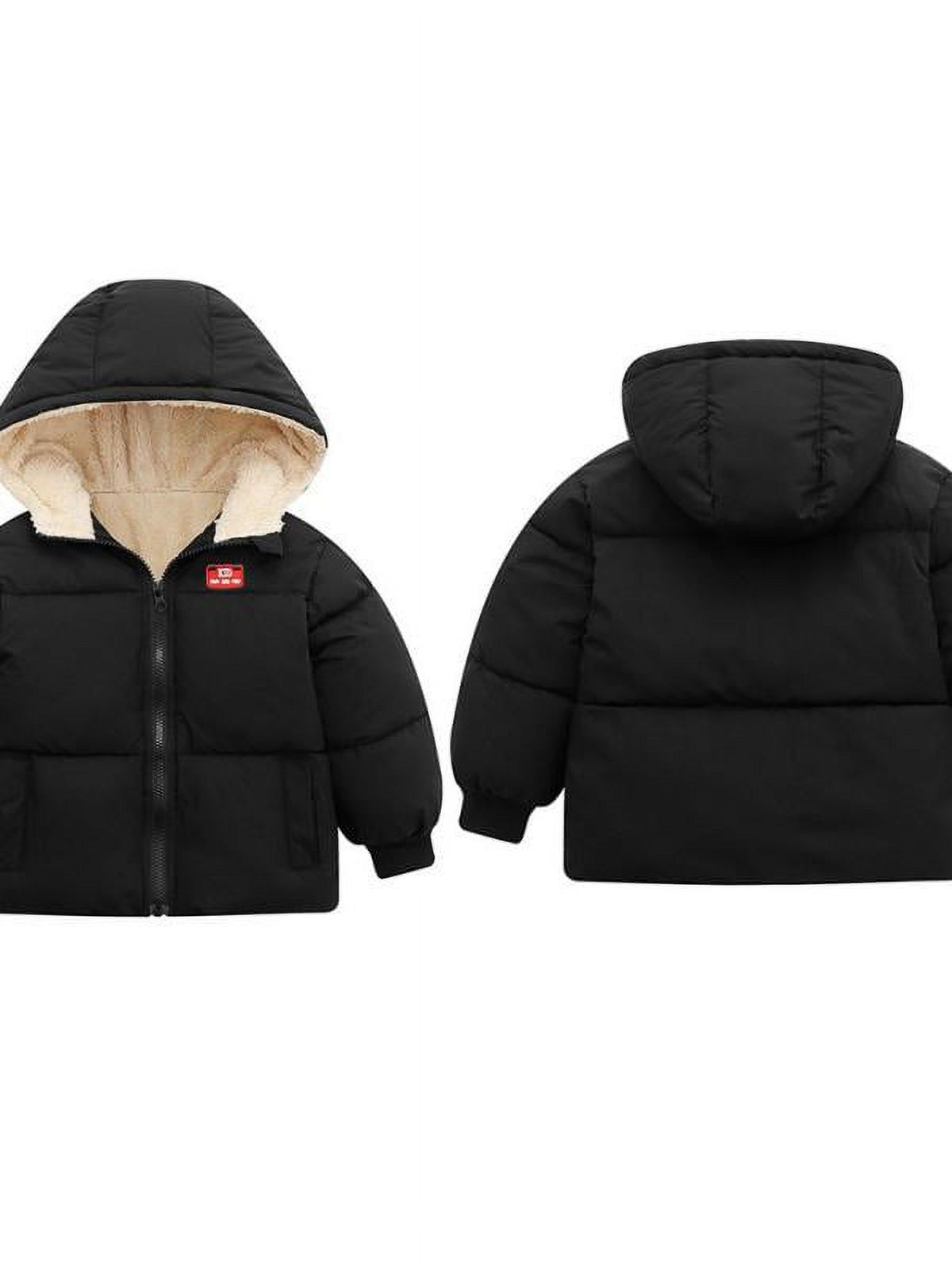 Topumt Boys Girls Hooded Down Jacket Winter Warm Fleece Coat Windproof Zipper Puffer Outerwear 1T-6T - image 3 of 3