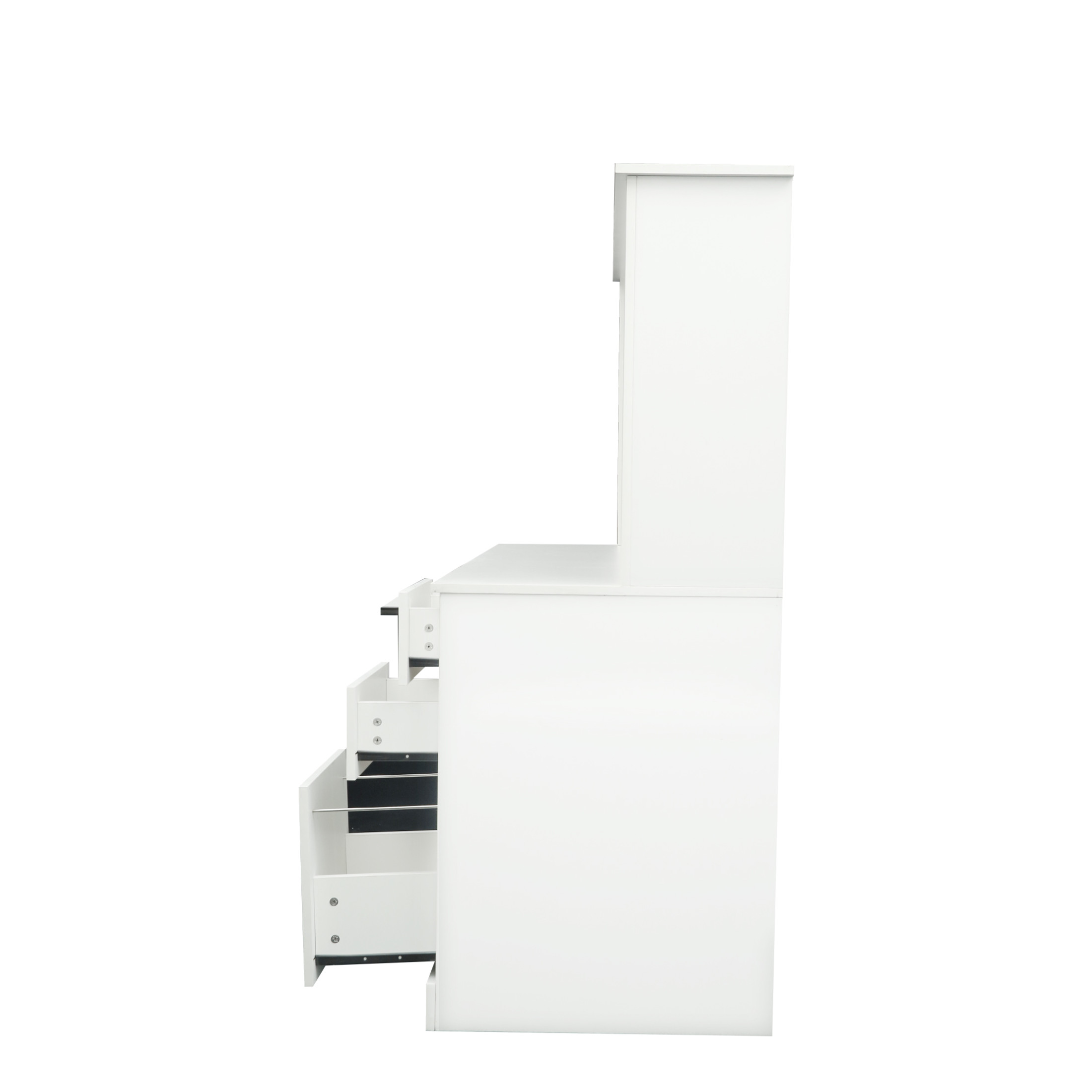 Noble House 59" Computer Desk with Hutch, Drawers, 2-Tier Shelf & Concealed PC Cabinet, for Home Office, White