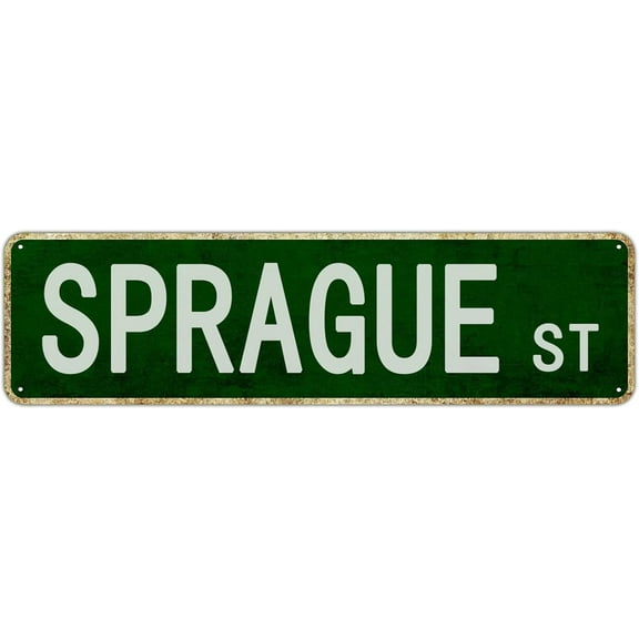 Sprague Street Vintage Decorative Poster Avenue Road Street Name Tin Sign Wall Art Metal Tin Sign Hanging Decorations 16X4Inch