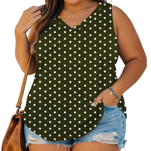 Women's Plus Size V-Neck Sleeveless Blouse, Solid Casual Tank Top for Summer