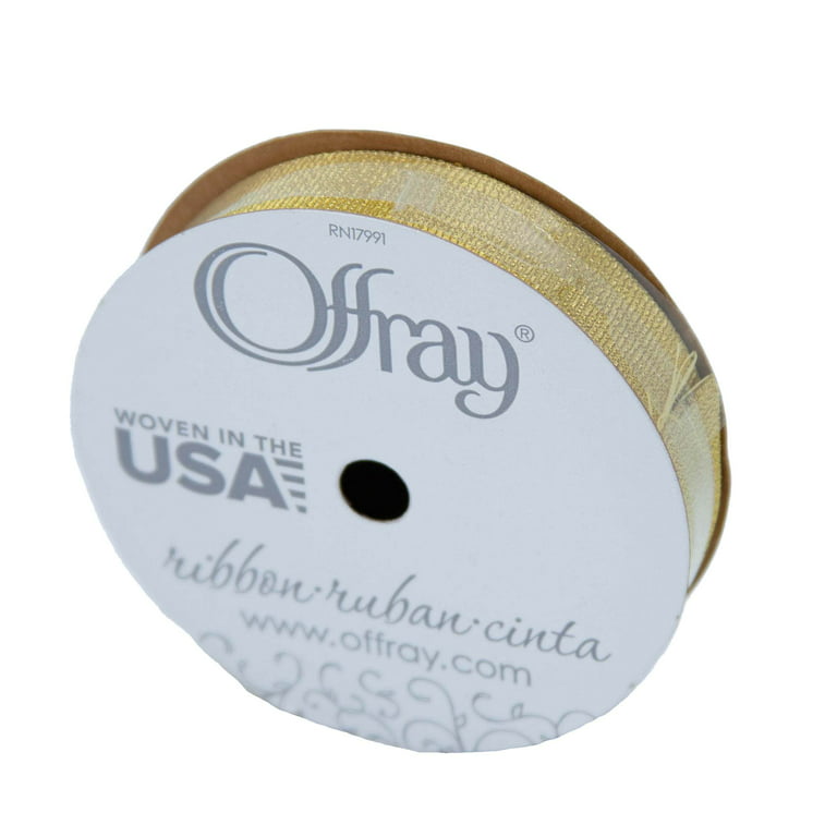 Offray Ribbon, Gold 1/8 inch Galena Metallic Ribbon, 5 yards 