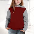 thumbnail image 2 of GDREDA Chandails à Capuche et Chandails en Molleton de Mode pour Filles Enfants Garçons Filles Veste à Capuche Patchwork Chandail en Molleton Enfant Tout-Petit chandail Vin, 1-2 Ans, 2 of 5