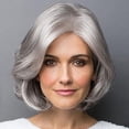thumbnail image 4 of Peluca de mujer de mediana edad Cabello de mamá Gris plateado Cabello corto y rizado Cabello voluminoso Cabello realista Cabello corto, 4 of 5