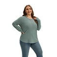 thumbnail image 6 of TEMOFON Womens Plus Size Tops Eyelet Blouses Crewneck Button Design Long Sleeve 2025 Fall Casual Shirt, 6 of 7