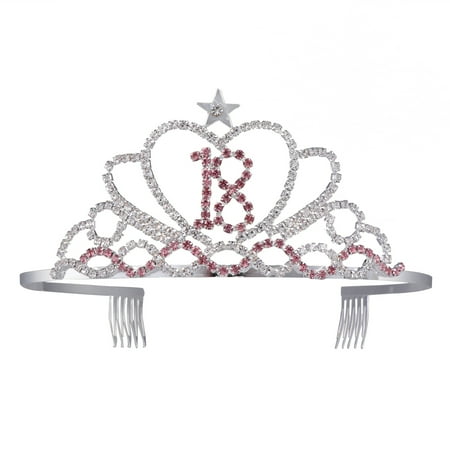 

18th Birthday Party Crystal Rhinestones Tiara Queen Crowns Headband Hair Combs Clip