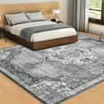 thumbnail image 2 of HOMERRY 9' x 12' Area Rug for Living Room Boho Vintage Floral Non Slip Washable Indoor Carpet, Gray, 2 of 5