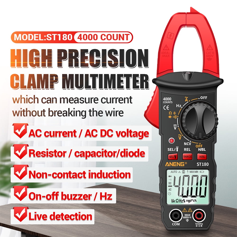 TKDMR Advanced clamp Multimeter Voltage Tester 4000 Counts with Ohm Volt Amp and Diode Voltage Meter, Electrical Tester Volt Ohm Amp Meter, 1Pack
