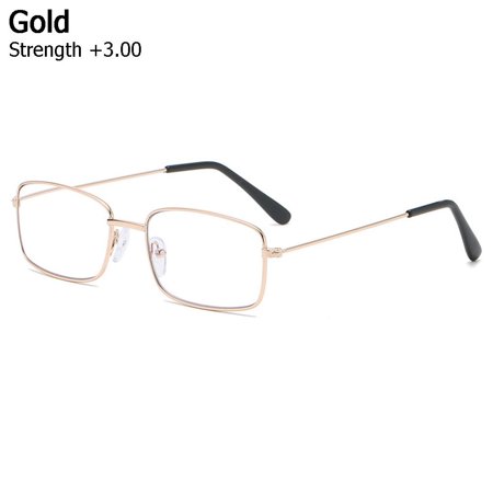 Women Metal Frame Vision Care +1.0~+4.0 Reading Glasses Anti Blue-ray Presbyopic Eyeglasses Far Sight Eyewear GOLD STRENGTH +3.00