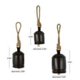 thumbnail image 3 of DecMode Tibetan Inspired Black Metal Bell Decorative Cow Bells with Jute Hanging Rope, 3 Count, 3 of 9