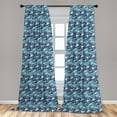 thumbnail image 5 of Ambesonne Palm Leaf Curtains, Tropical Nature Exotic, Pair of 28"x95", Turquoise Navy Blue, 5 of 5