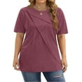 thumbnail image 2 of Fantaslook Women Plus Size Tops Pleated Crewneck Short Sleeve Shirts Casual Summer Tops, 2 of 9