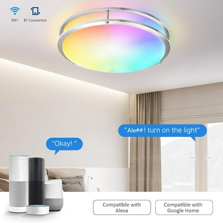 Smart Ceiling Light 12 Inch 15w Flush Mount Wi Fi Lamp 2700k 6500k White Rgb Multicolored Dimmable Lights Control App Timing Function Intelligent Led Lamps Br Canada - Can Alexa Turn On Ceiling Lights