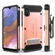 Galaxy A10E Case, Evocel [Glass Screen Protector] [Belt Clip Holster] [Metal Kickstand] [Full Body] Explorer Series Pro Phone Case for Samsung Galaxy A10E, Rose Gold