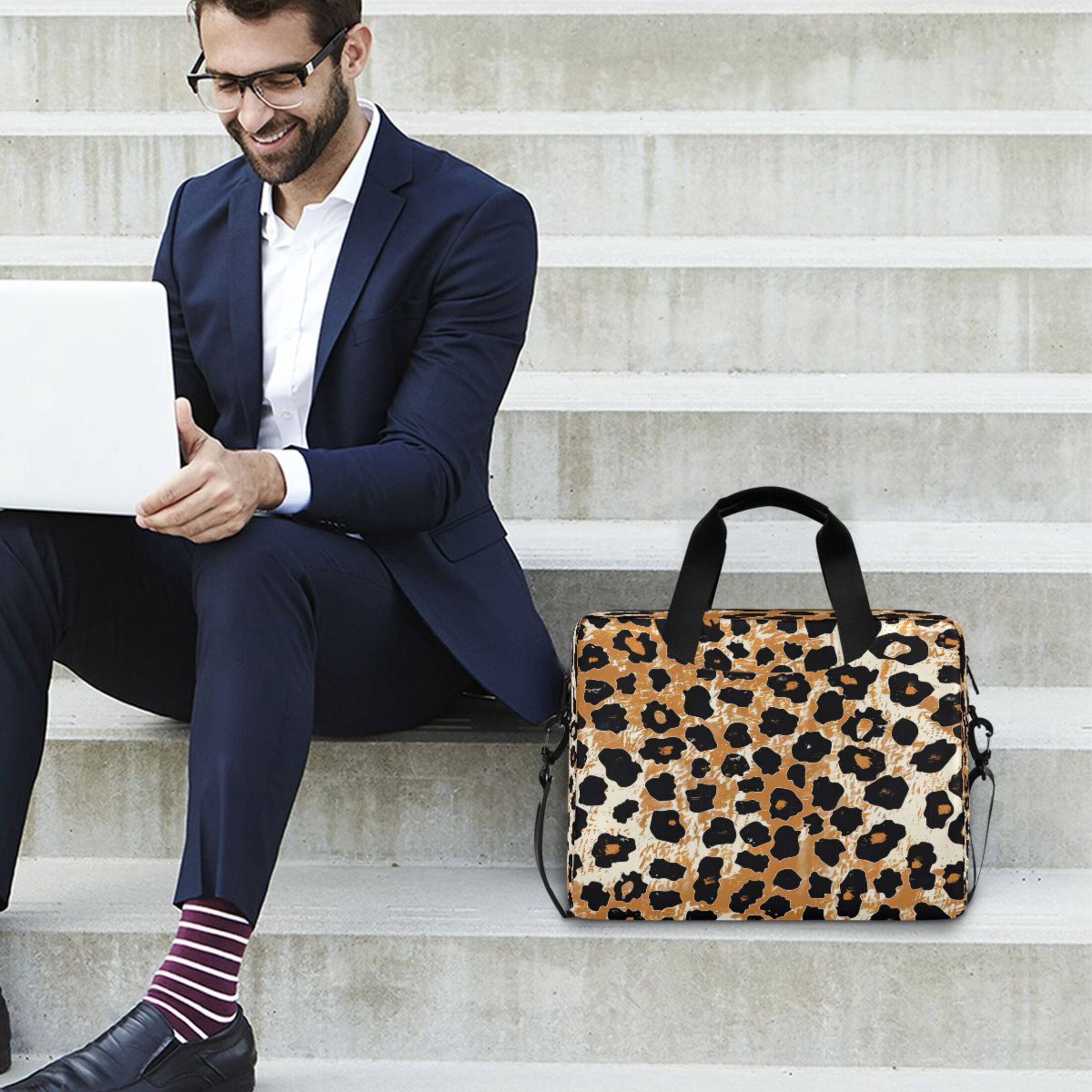 Laptop Bag Laptop Briefcase 15.7 x 3 x 11.8 Inches Laptop Bag Briefcases Laptop Storage Travel Laptop Bag Work Laptop Bag Leopard Print