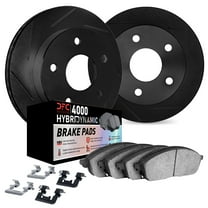 Dynamic Friction Company Rear Brake Rotors Kit Slotted Black | 4000 HybriDynamic Brake Pads includes Hardware 3812-76163