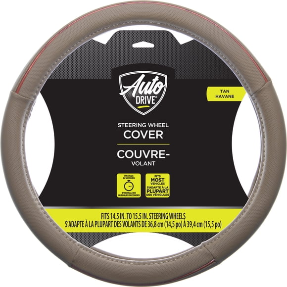 Auto Drive Tan Burl Wood Steering Wheel Cover