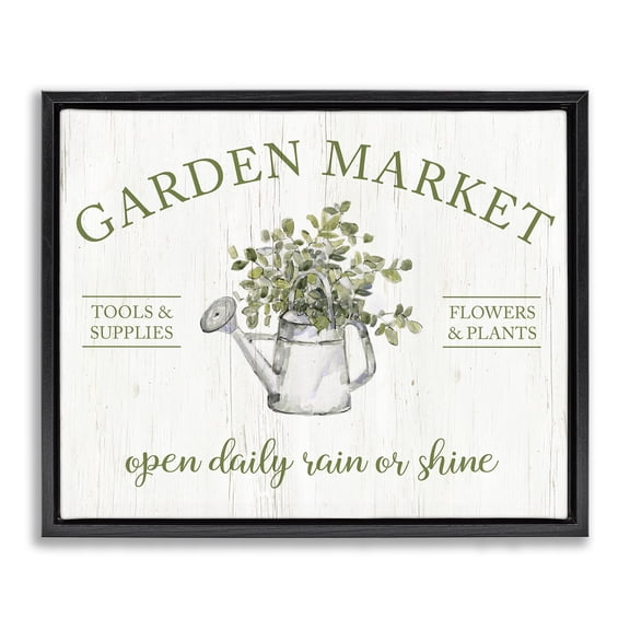 Stupell Industries Open Daily Garden Market Black Framed Floater Canvas Wall Art, design by Sally Swatland