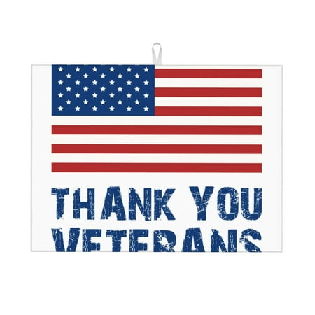 

Adobk Thank You Veterans Print Microfiber Dish Drying Mat Baby Bottle Drying Mat Kitchen Counter Dish Mat Super Absorbent