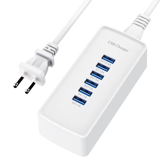 30W USB Multi-Port Charger 6-Port Mobile Fast Charging Socket Multi-Functional Universal Fast Adapter, 5V2.4A USB Wall Charger 5-Port USB Multi-Device Charging Station Smartphone
