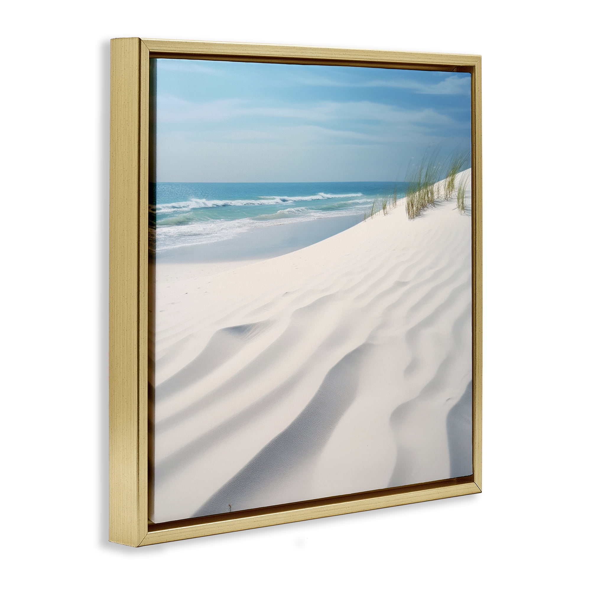 Stupell Industries Seabreeze Windy Dunes Landscape Photography Gold Floater Framed Canvas Art Print Wall Art, 25 x 25
