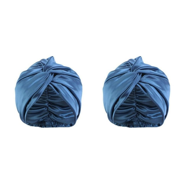 Transemion Exquisite Craft Sleeping Bonnet For Daily No Loose Thread Comfortable Sleeping Cap Easy Fitment Blue 2Set