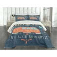 thumbnail image 3 of Ambesonne Hippie Quilted Bedspread Set 3 Pcs, Hippie Words, Queen Size, Dark Blue, 3 of 5